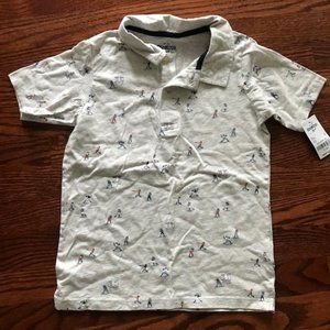 Osh'Kosh B'gosh Boys Gray Baseball Polo Shirt Sz 7 NEW NWT